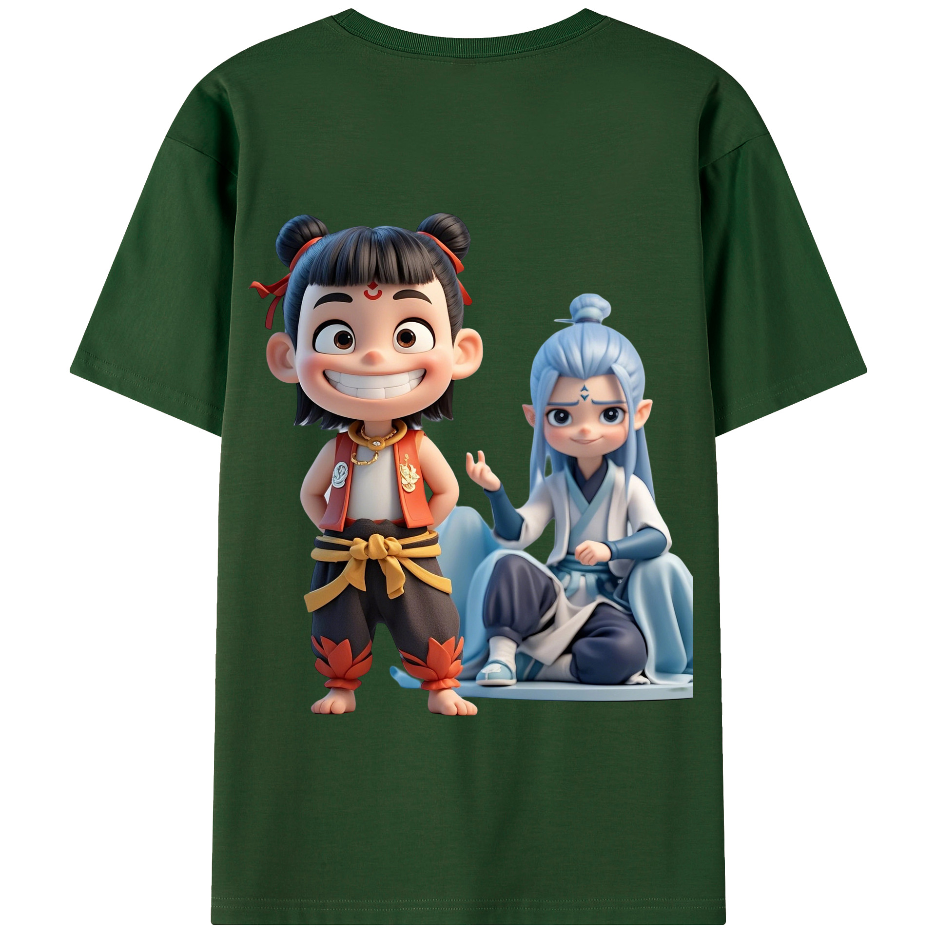 （画像用） Ne Zha 2 ナタ 魔童の大暴れ 綿100％半袖Tシャツ（背面プリント）